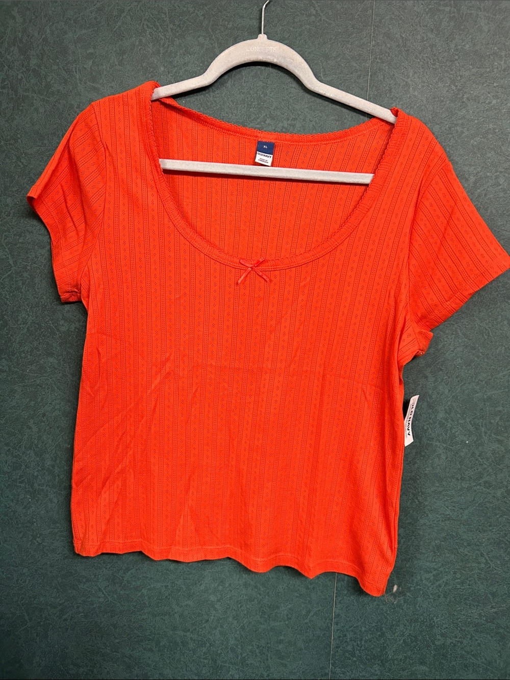 NWT XL Old Navy Ribbed Scoop Neck Short Sleeve Top - Orange